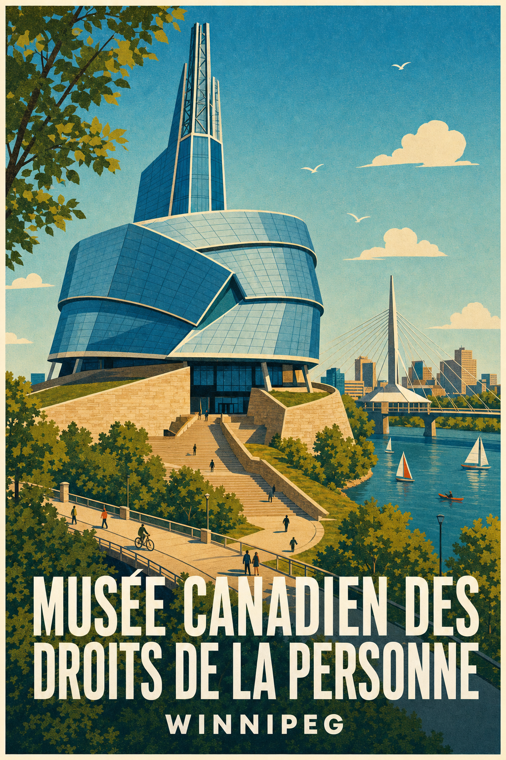 Poster de Winnipeg, musée et pont Esplanade