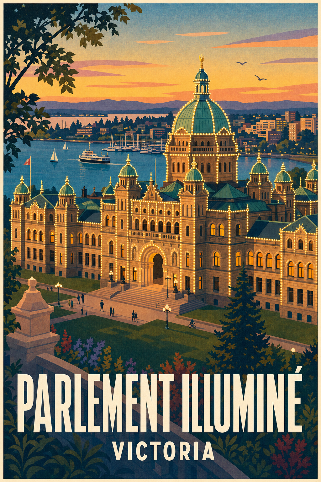 Affiche de Victoria, poster du Parlement illuminé