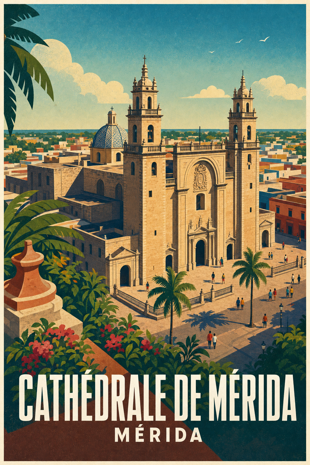 Affiche de la Cathédrale de Mérida, poster Mexique