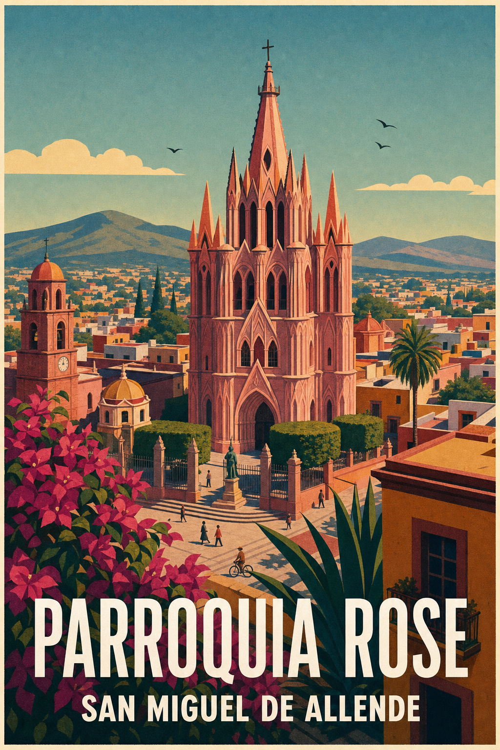 Affiche de San Miguel de Allende, poster Parroquia rose