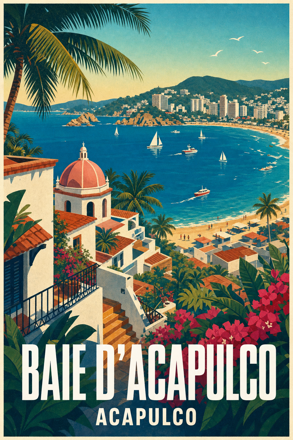 Affiche de la Baie d'Acapulco, poster de voyage