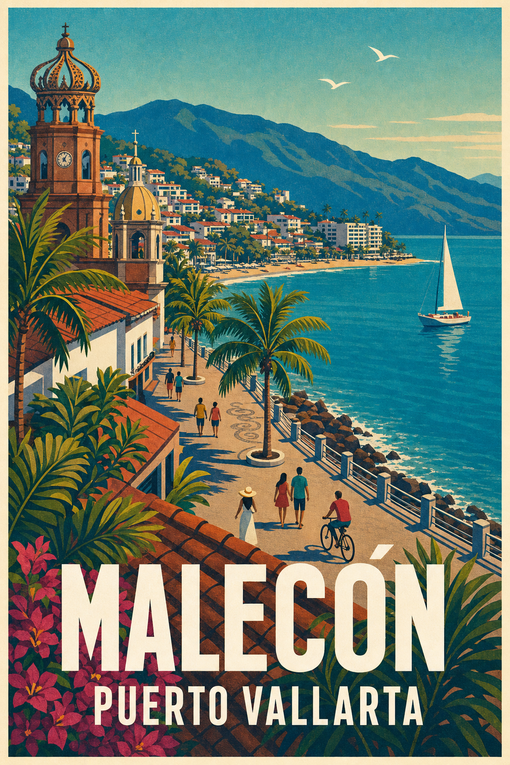 Affiche de Puerto Vallarta, poster du Malecon