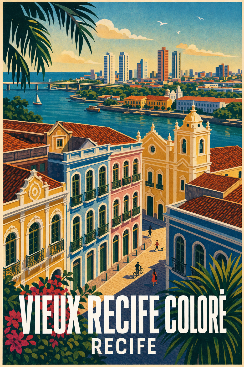 Affiche de Recife, poster Vieux Recife Coloré