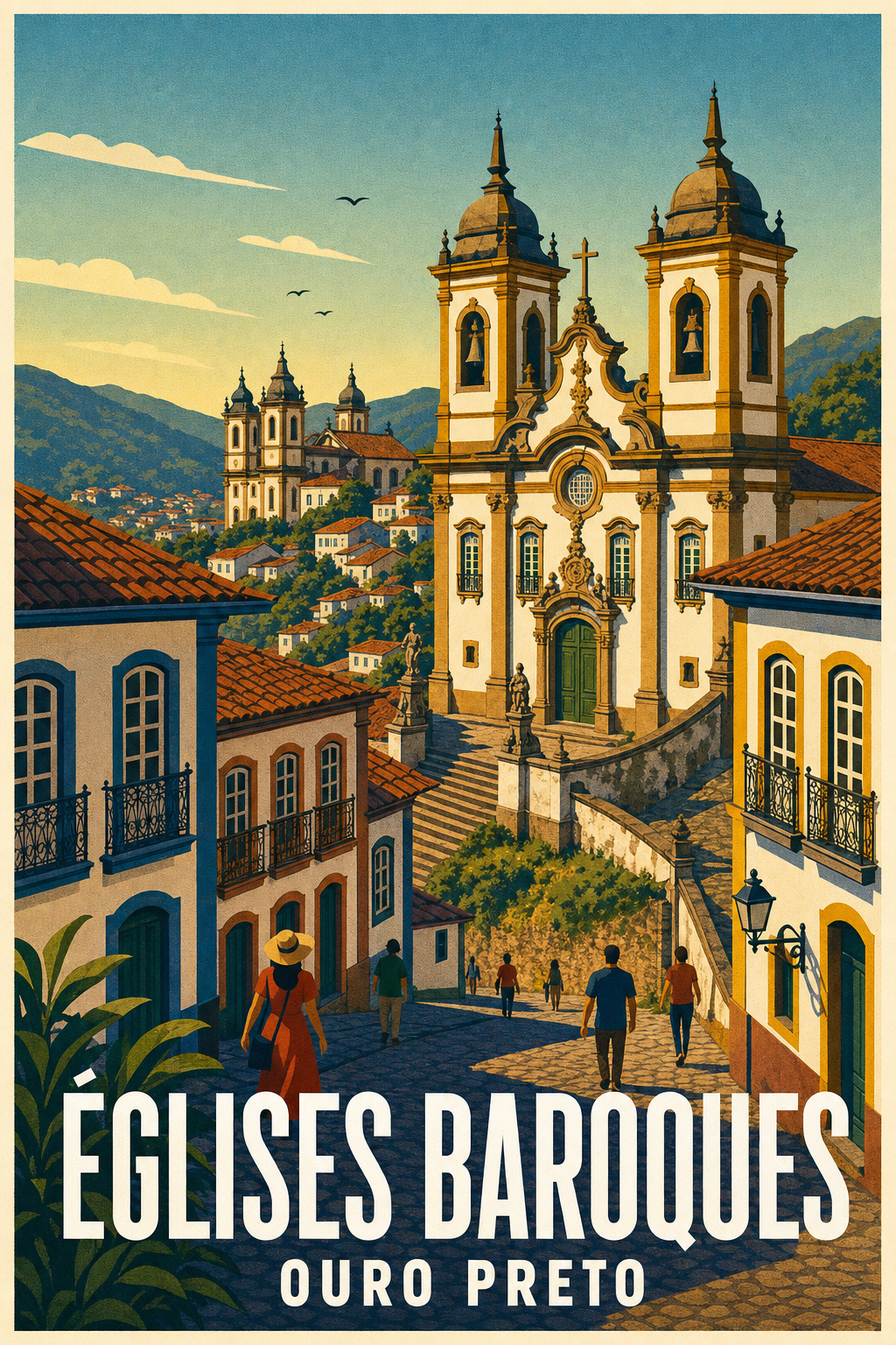 Affiche d'Ouro Preto, poster églises baroques
