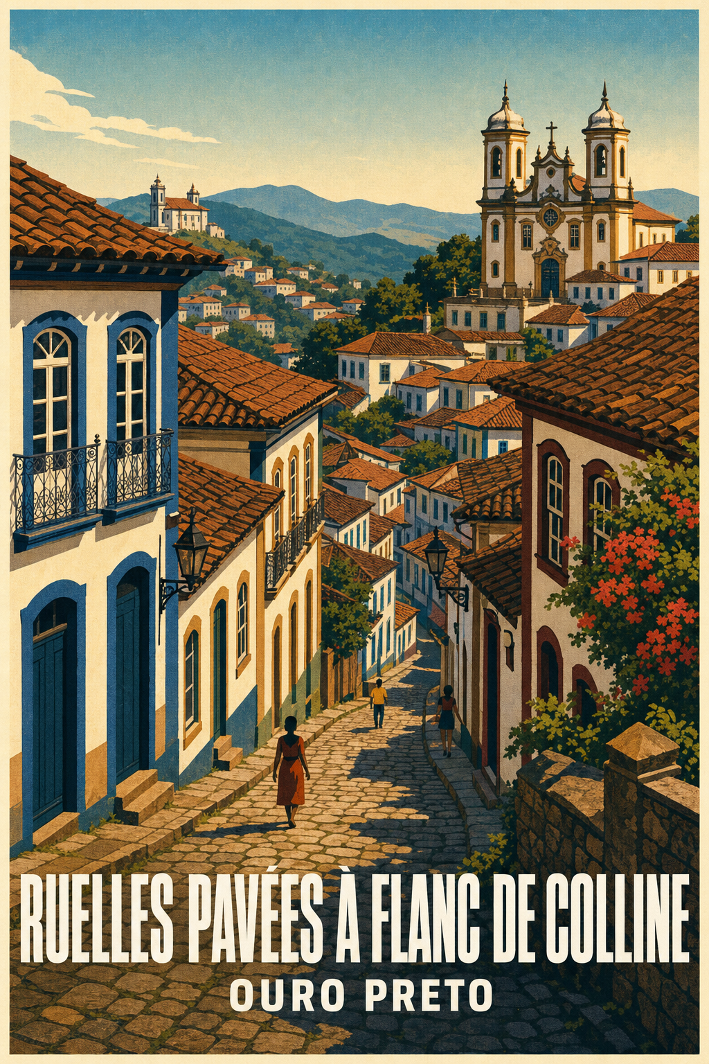 Poster d'Ouro Preto, ruelles pavées du Brésil