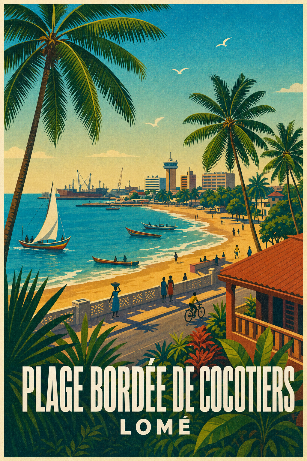 Poster de Lomé, plage de cocotiers