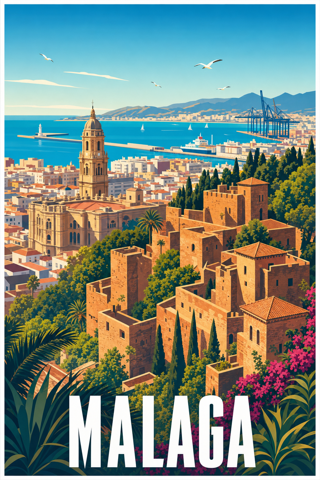 Affiche de Malaga, poster de l'Alcazaba