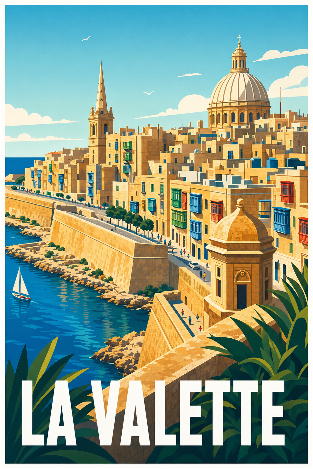 Affiche de La Valette, poster balcons colorés