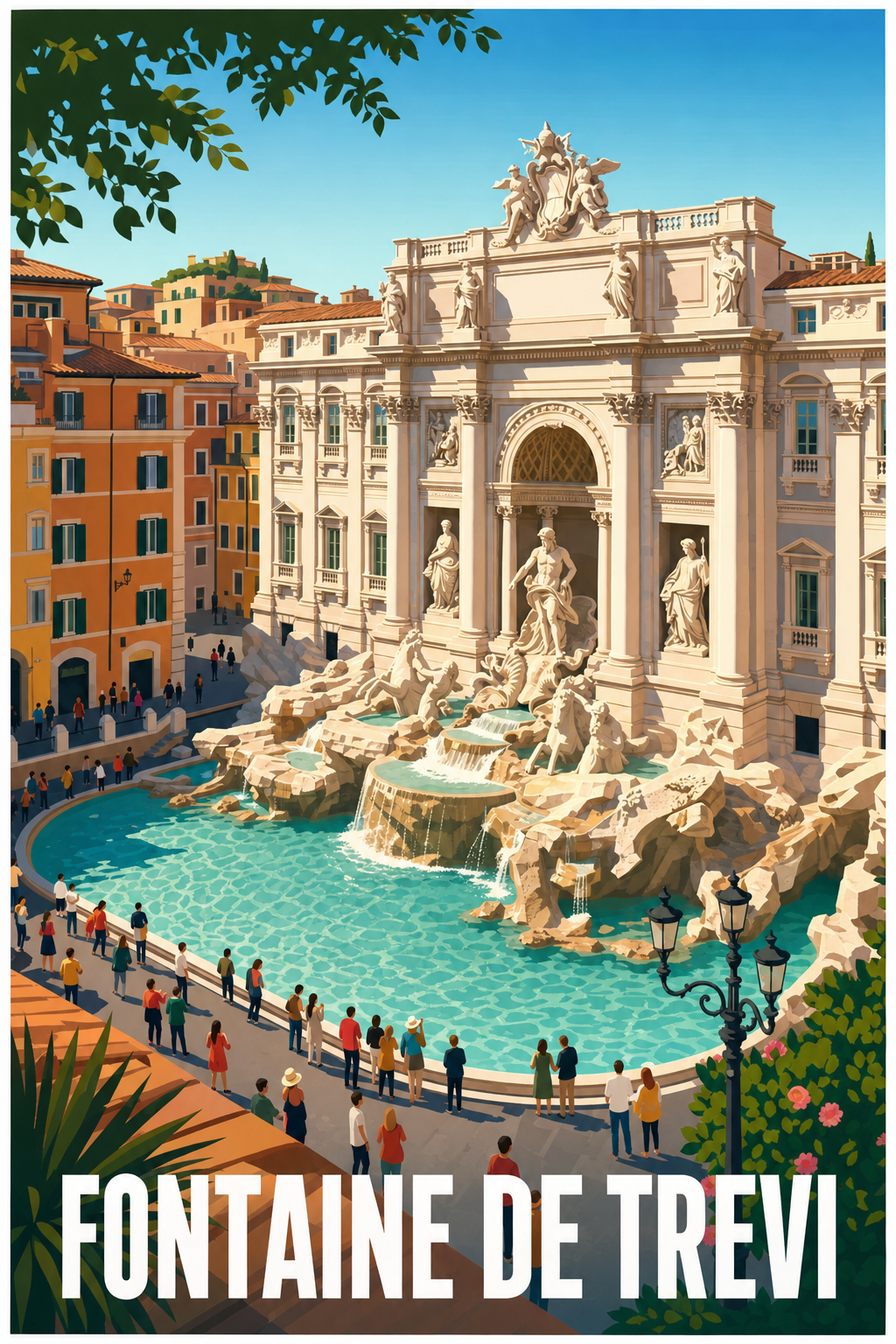 Affiche Fontaine de Trevi, poster Rome Italie