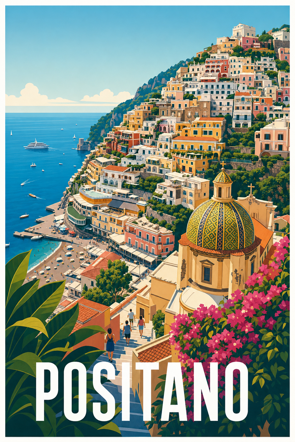 Affiche de Positano, poster dôme en majolique