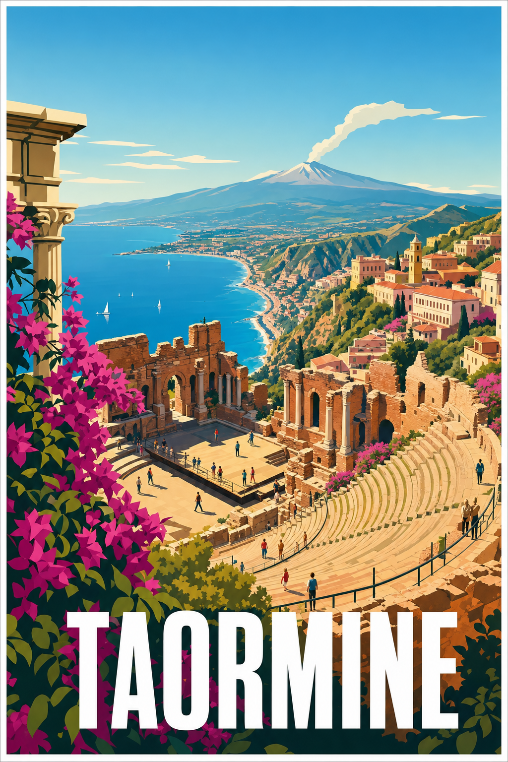 Affiche de Taormine, poster théâtre antique