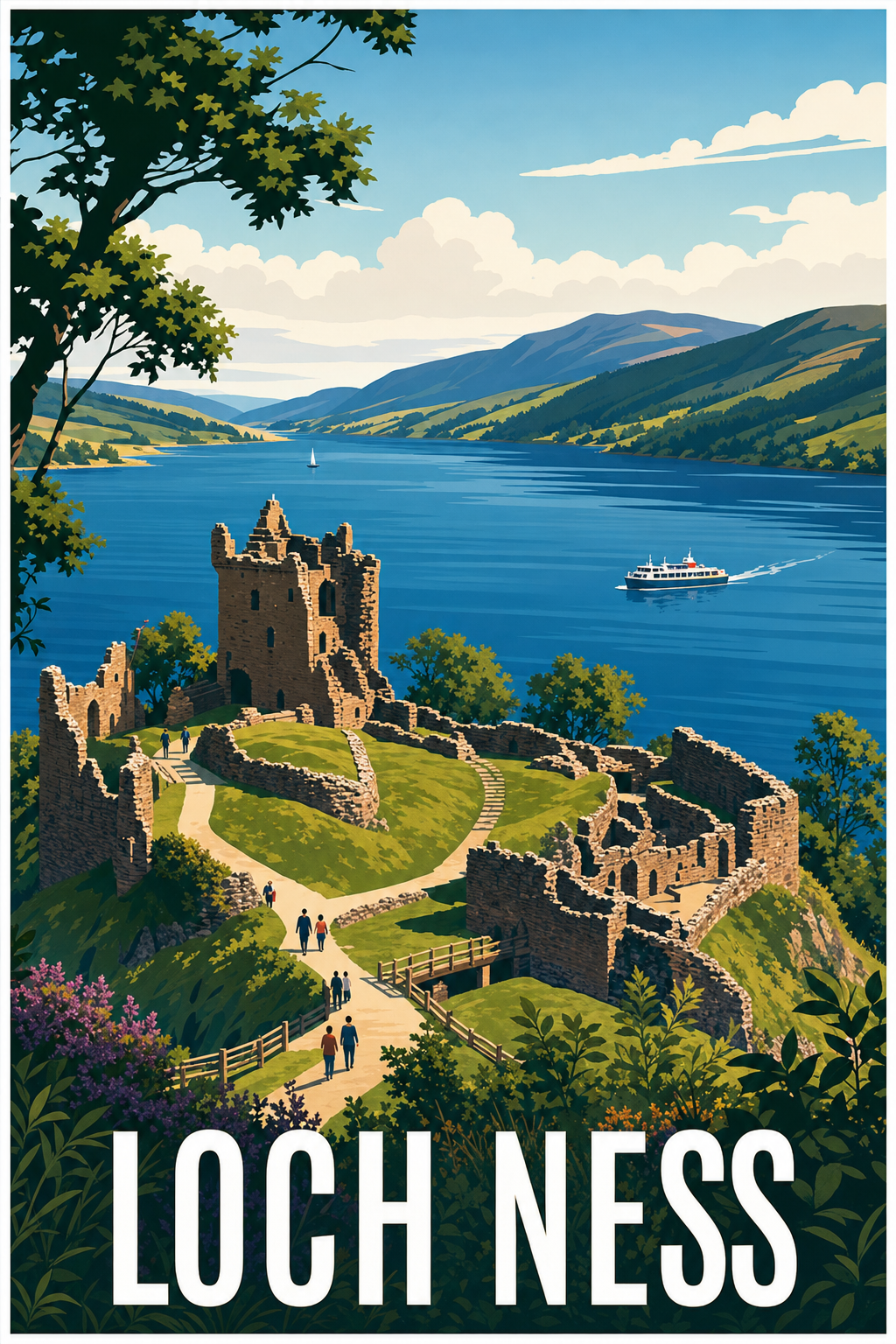 Affiche du Loch Ness, poster château d'Urquhart