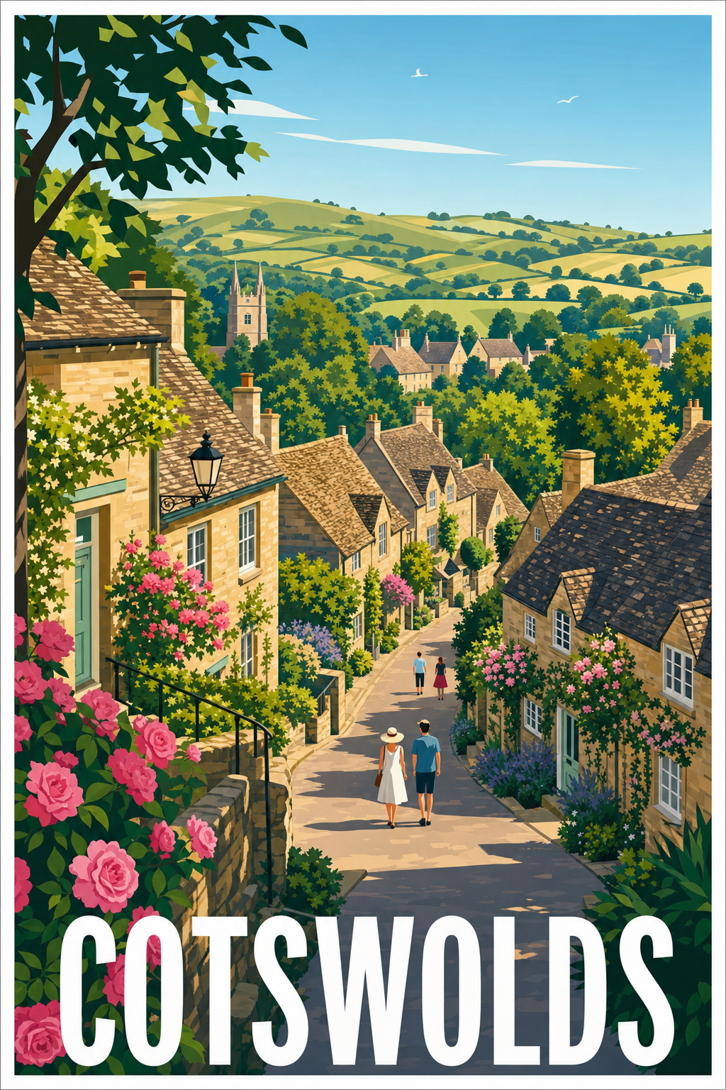 Poster des Cotswolds, poster village de pierre