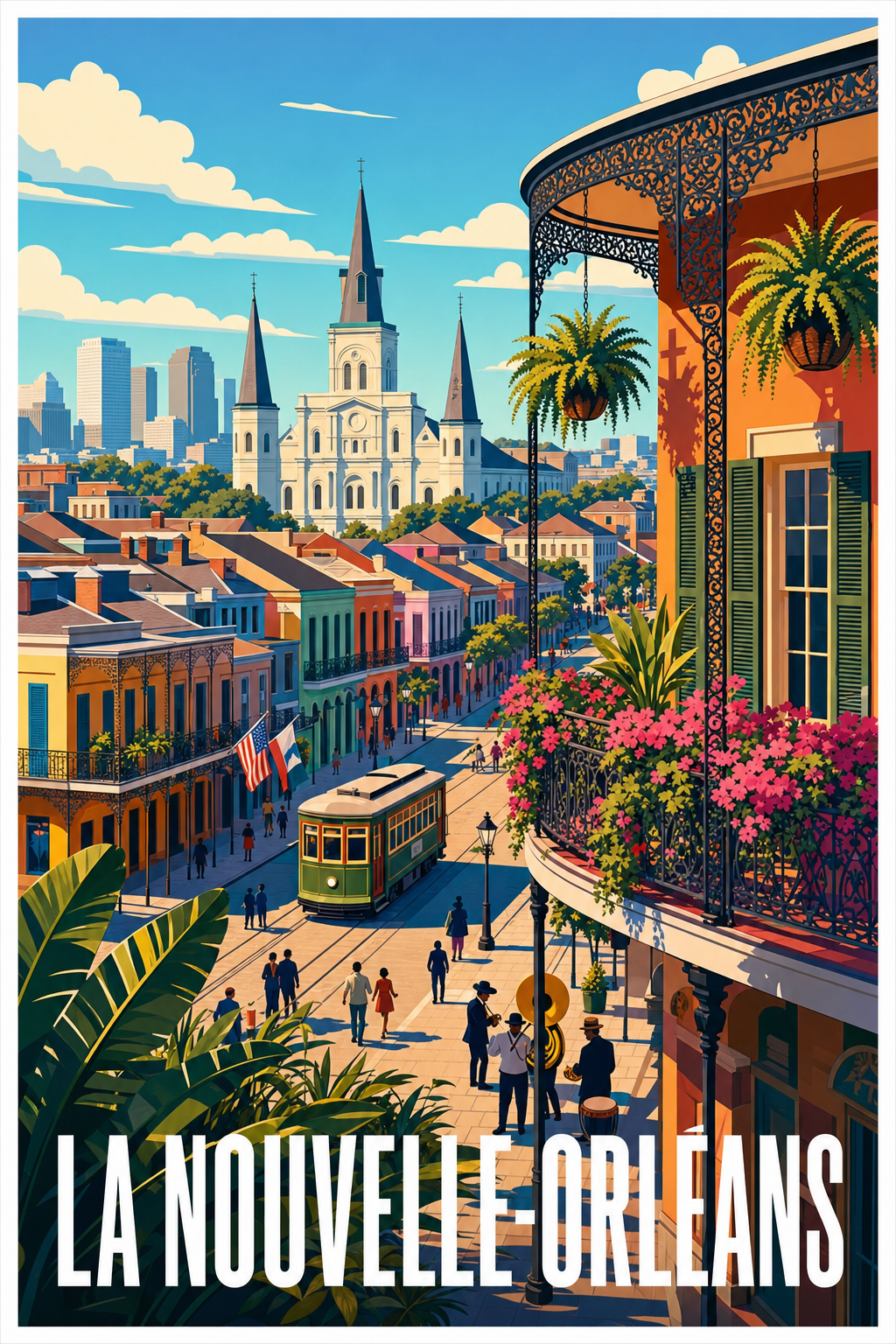 Poster de La Nouvelle-Orléans, tramway et jazz