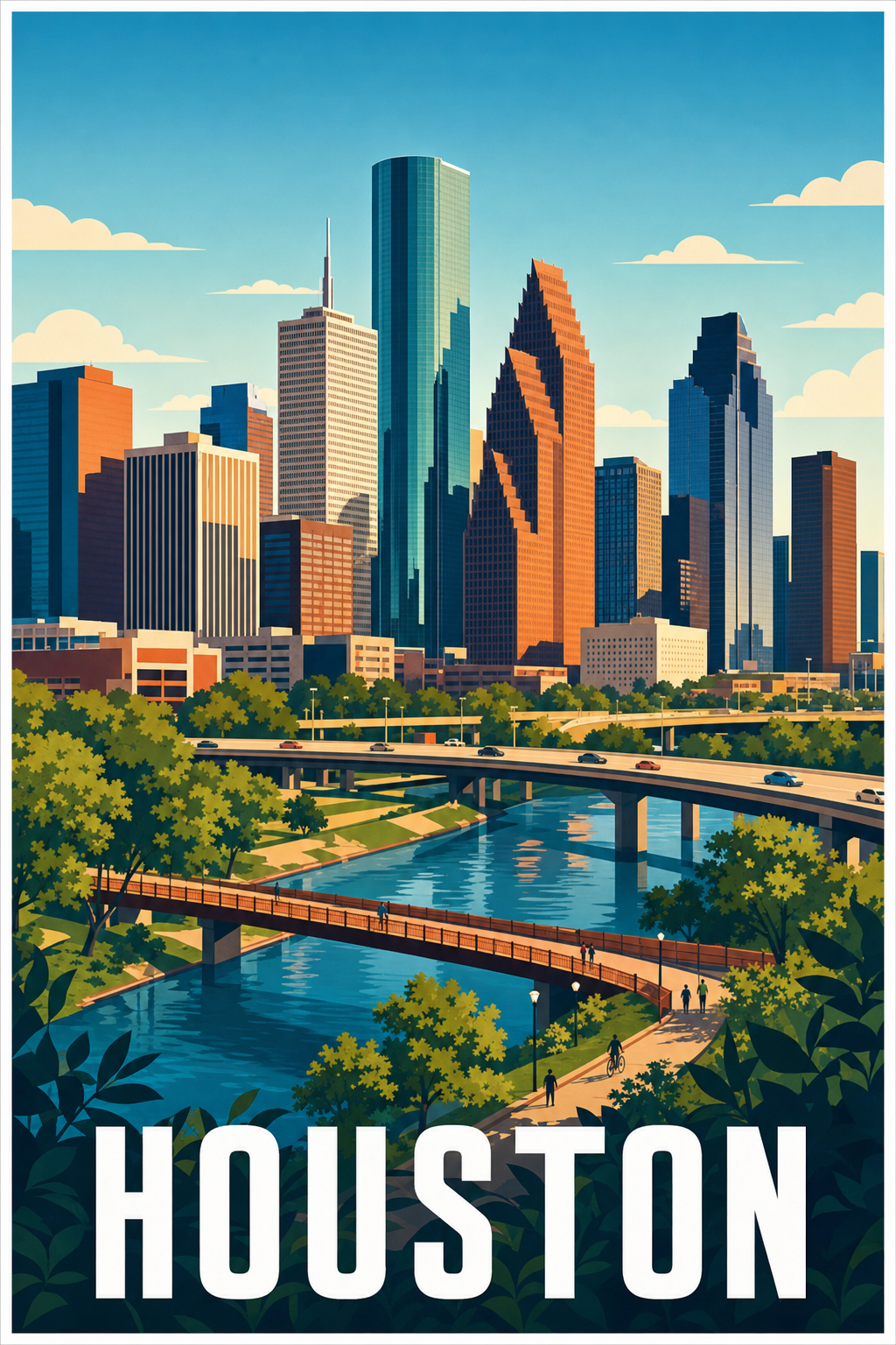 Poster de Houston, skyline du Texas