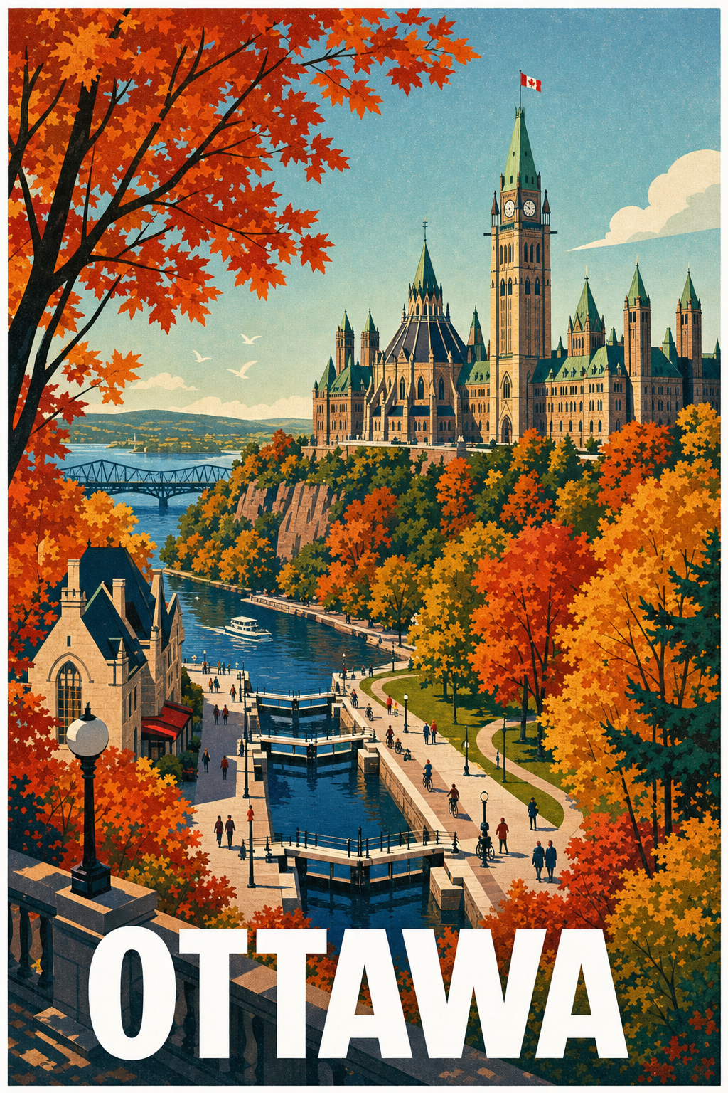 Affiche d'Ottawa, poster automne au Canada