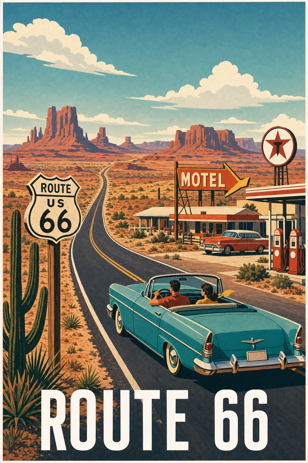Affiche de la Route 66, poster Monument Valley