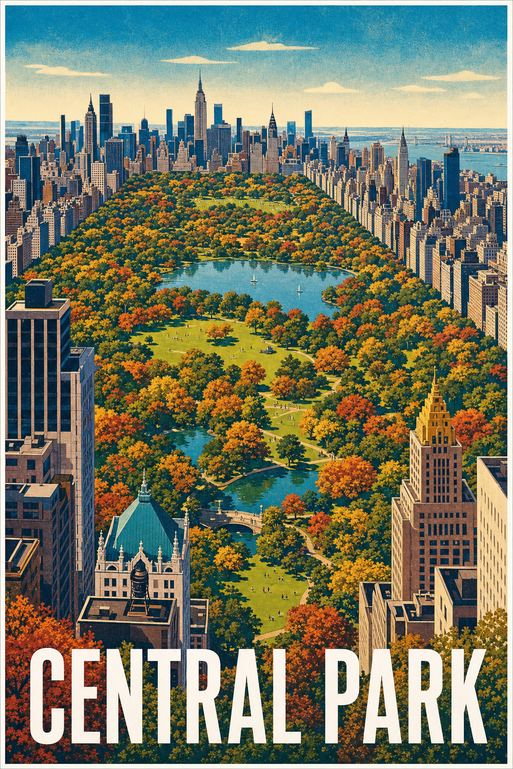 Affiche Central Park, poster New York vintage