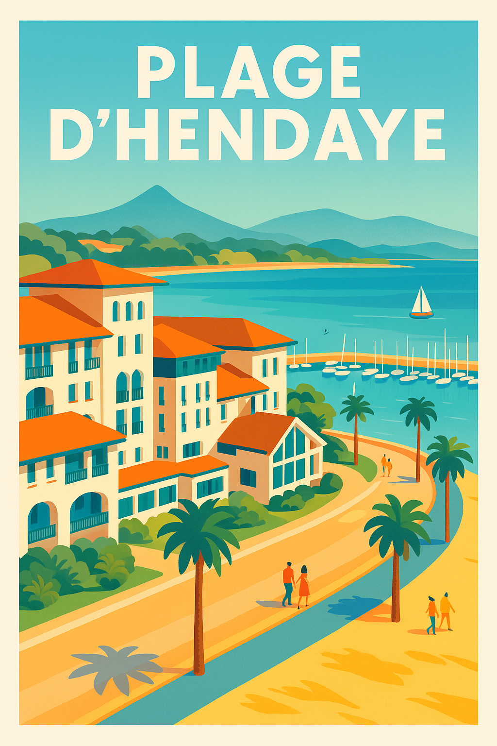 Affiche de Plage d'Hendaye - Évasion ensoleillée sur la Côte Basque