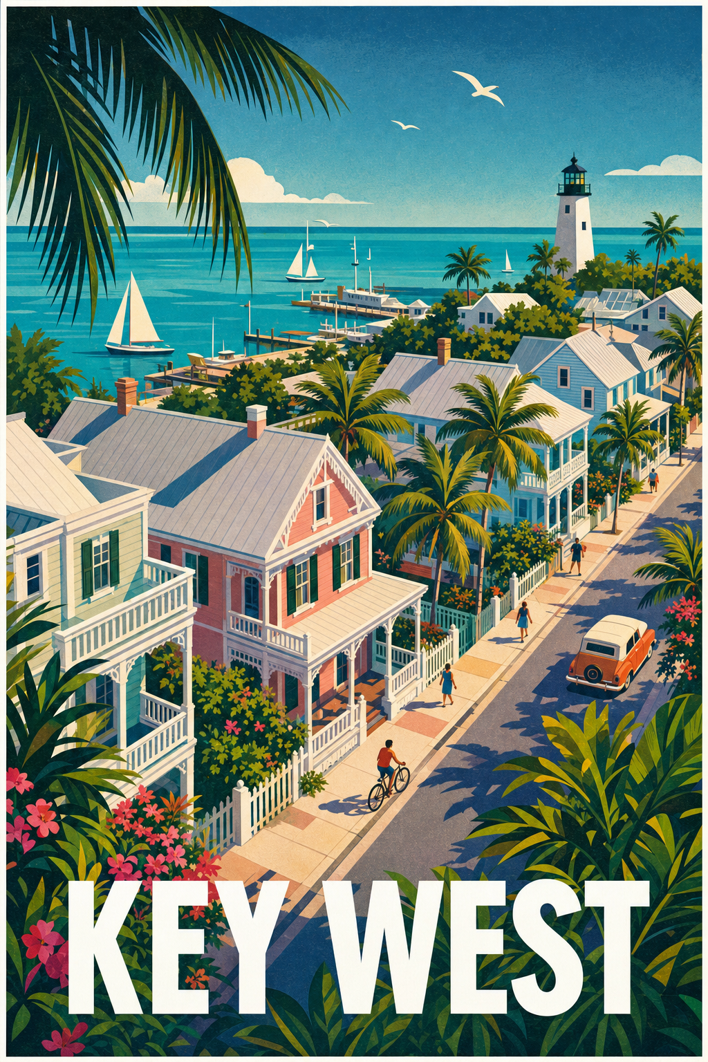 Poster de Key West, affiche ville tropicale