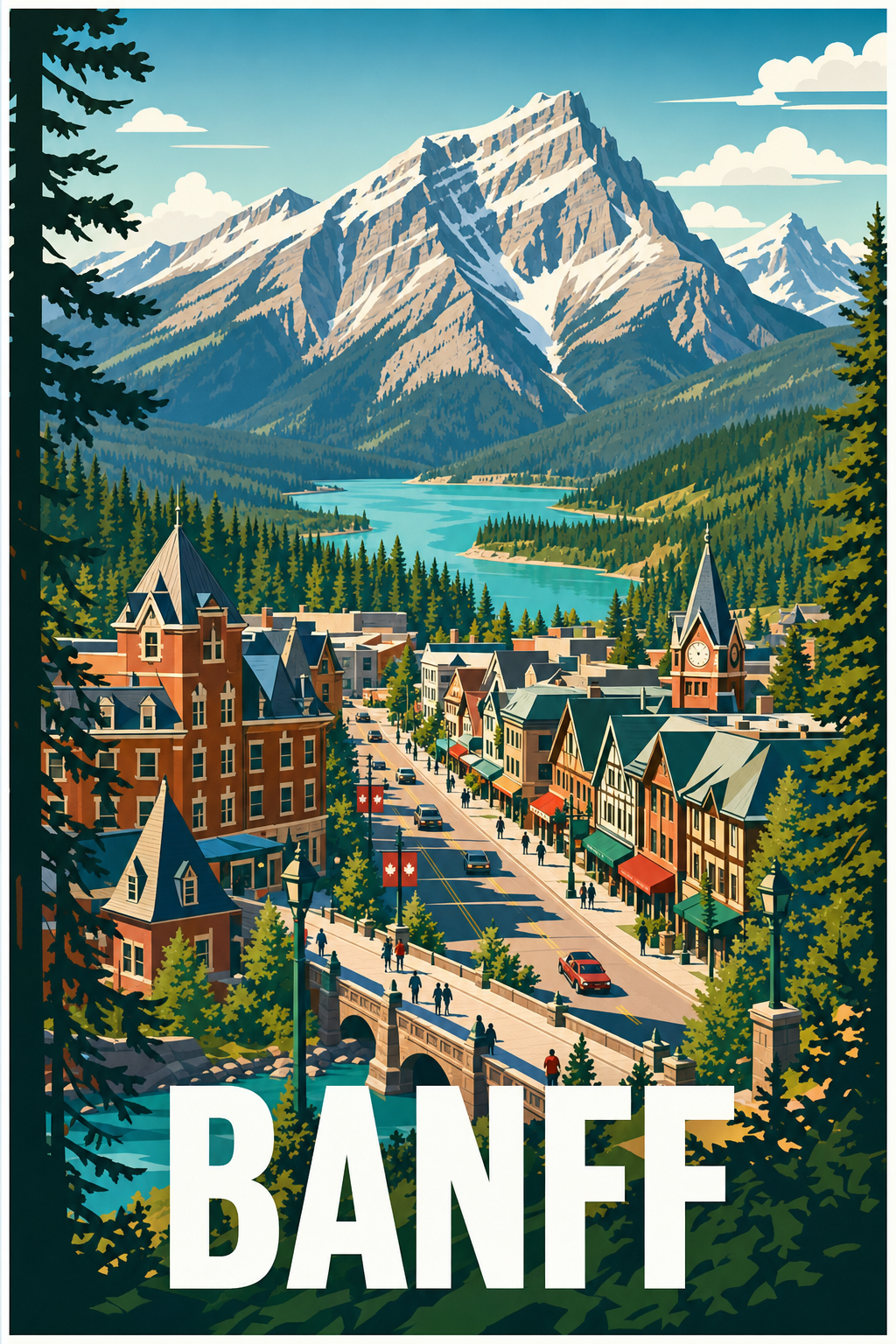 Affiche de Banff, poster montagnes Rocheuses