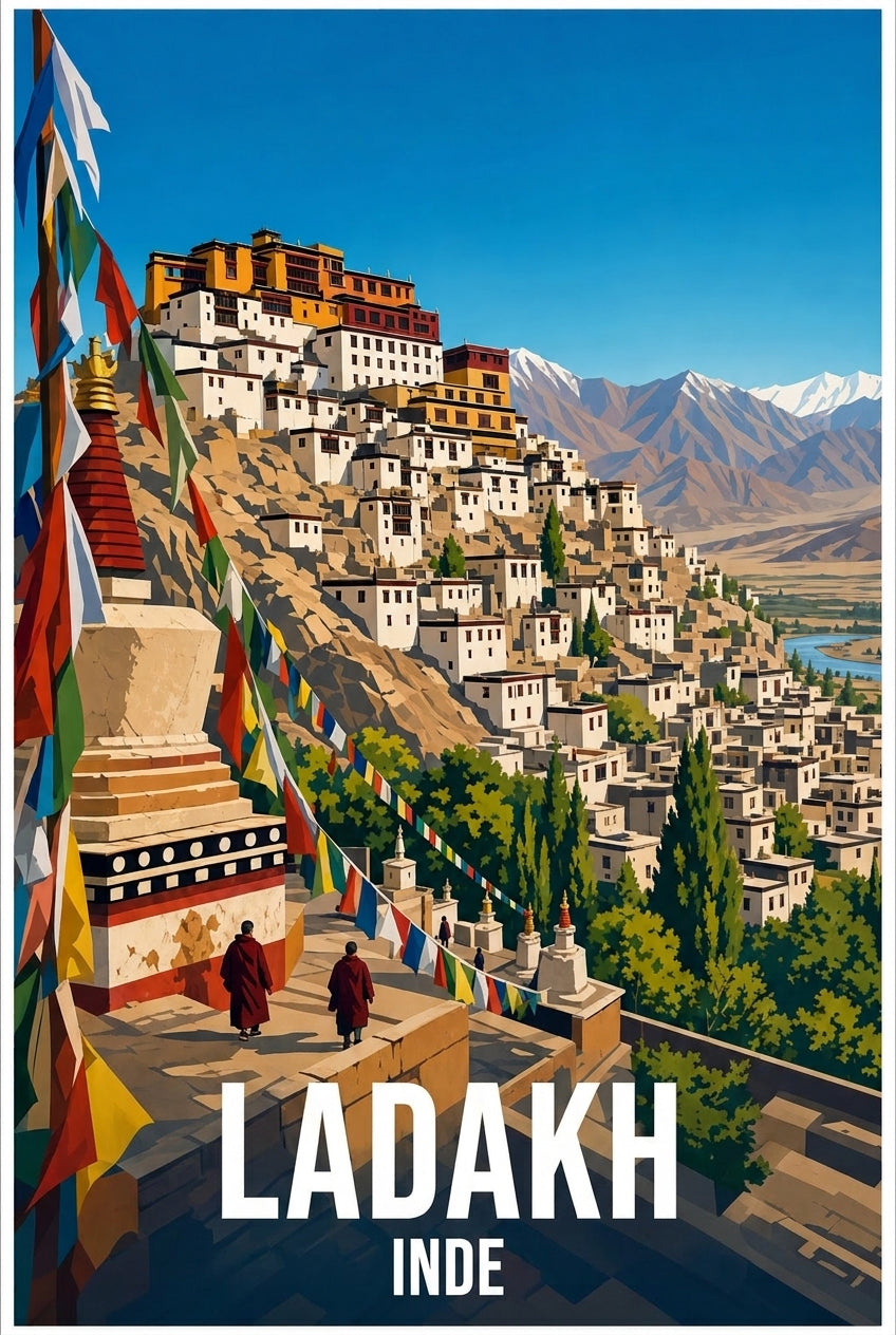 Affiche du Ladakh, poster monastère de Thiksey