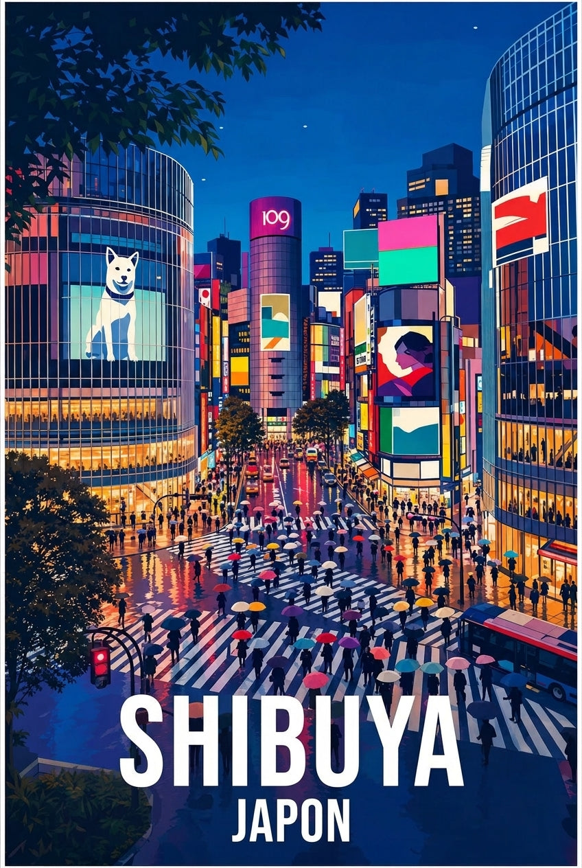 Affiche de Shibuya, poster carrefour japonais