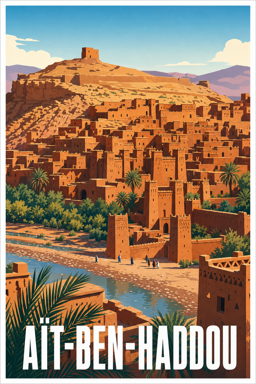Affiche d'Aït-Ben-Haddou, poster ksar marocain