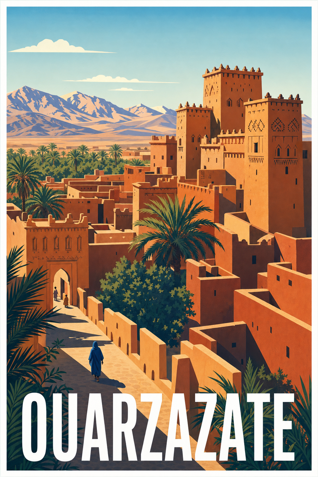 Affiche d'Ouarzazate, poster Kasbah et Atlas