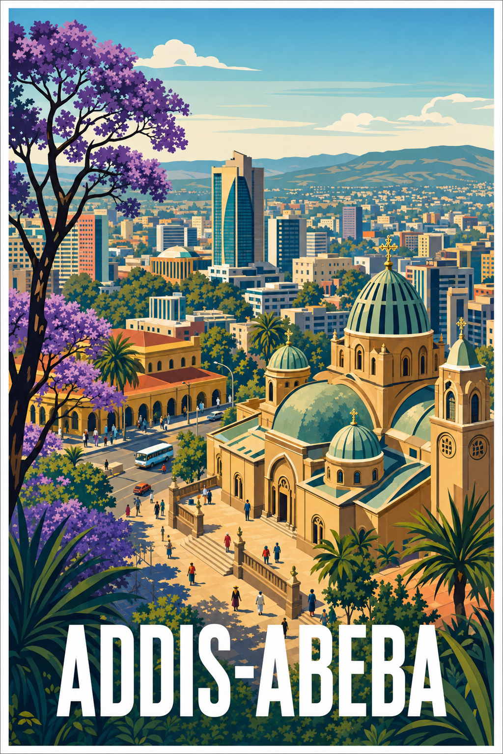 Poster d'Addis-Abeba, poster jacaranda violet