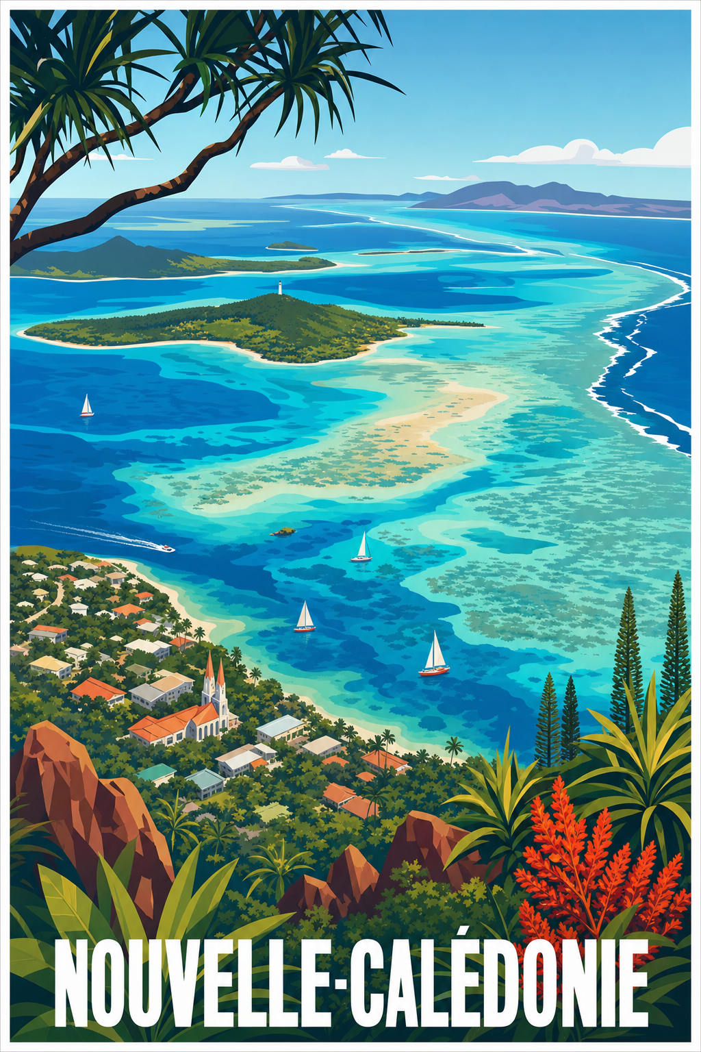 Affiche de Nouvelle-Calédonie, poster lagon turquoise