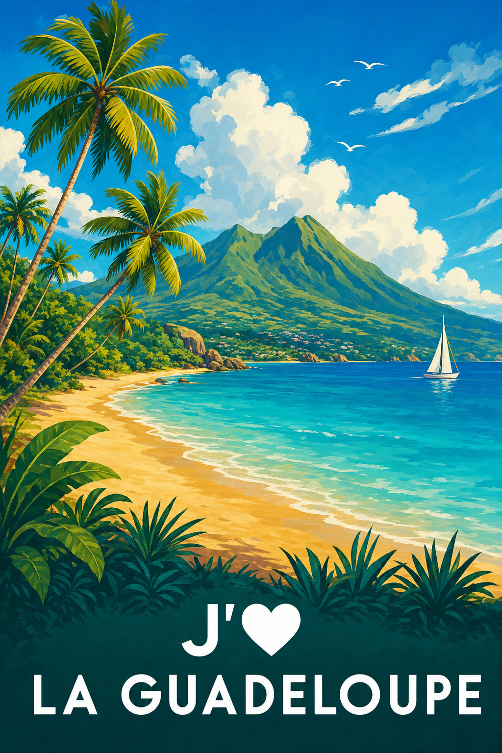Affiche J'aime la Guadeloupe