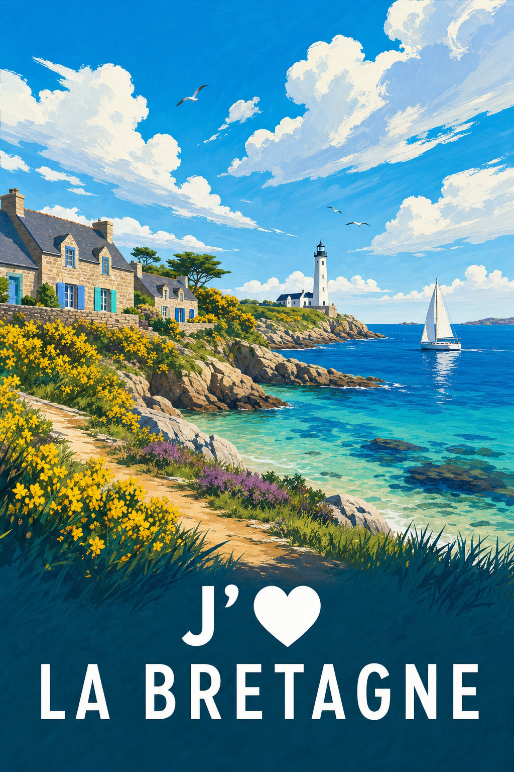 Affiche J'❤️ la Bretagne