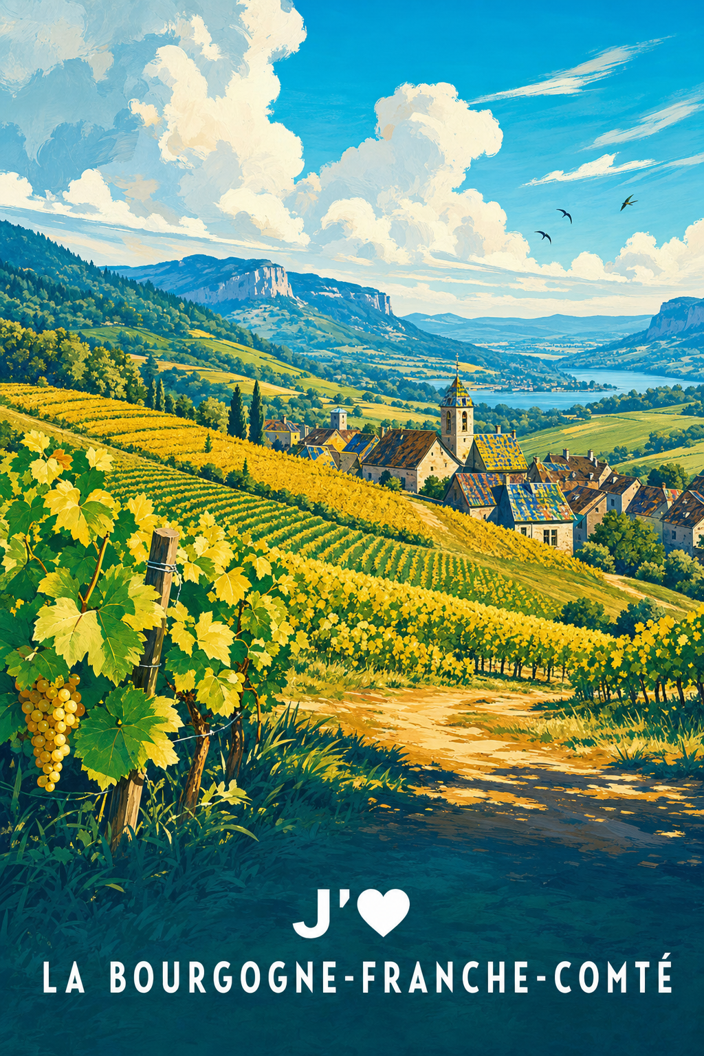 Affiche j'aime la Bourgogne-Franche-Comté