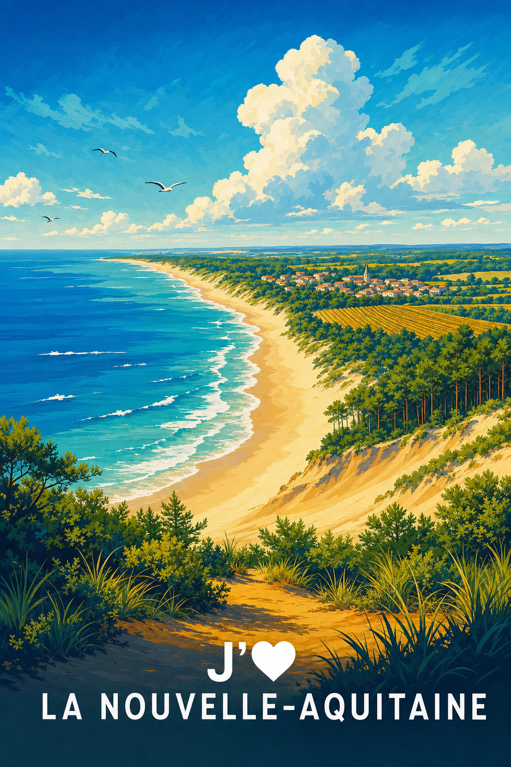 Affiche j'aime la Nouvelle-Aquitaine