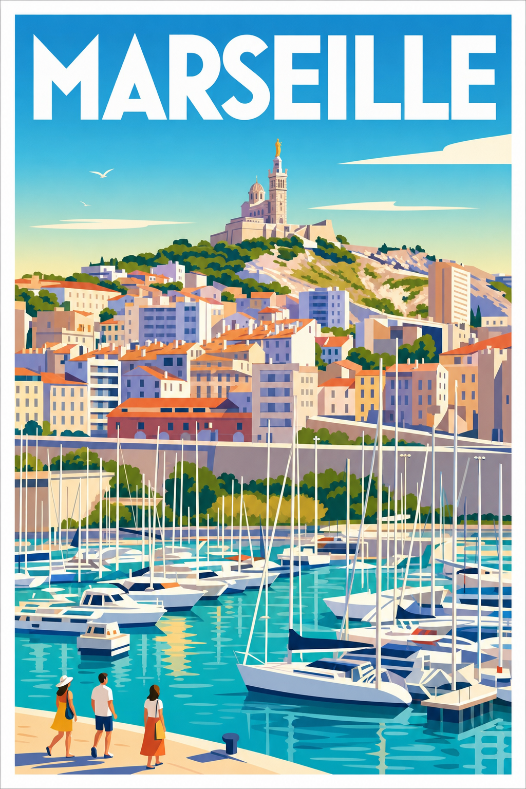 Affiche de Marseille, poster Vieux-Port