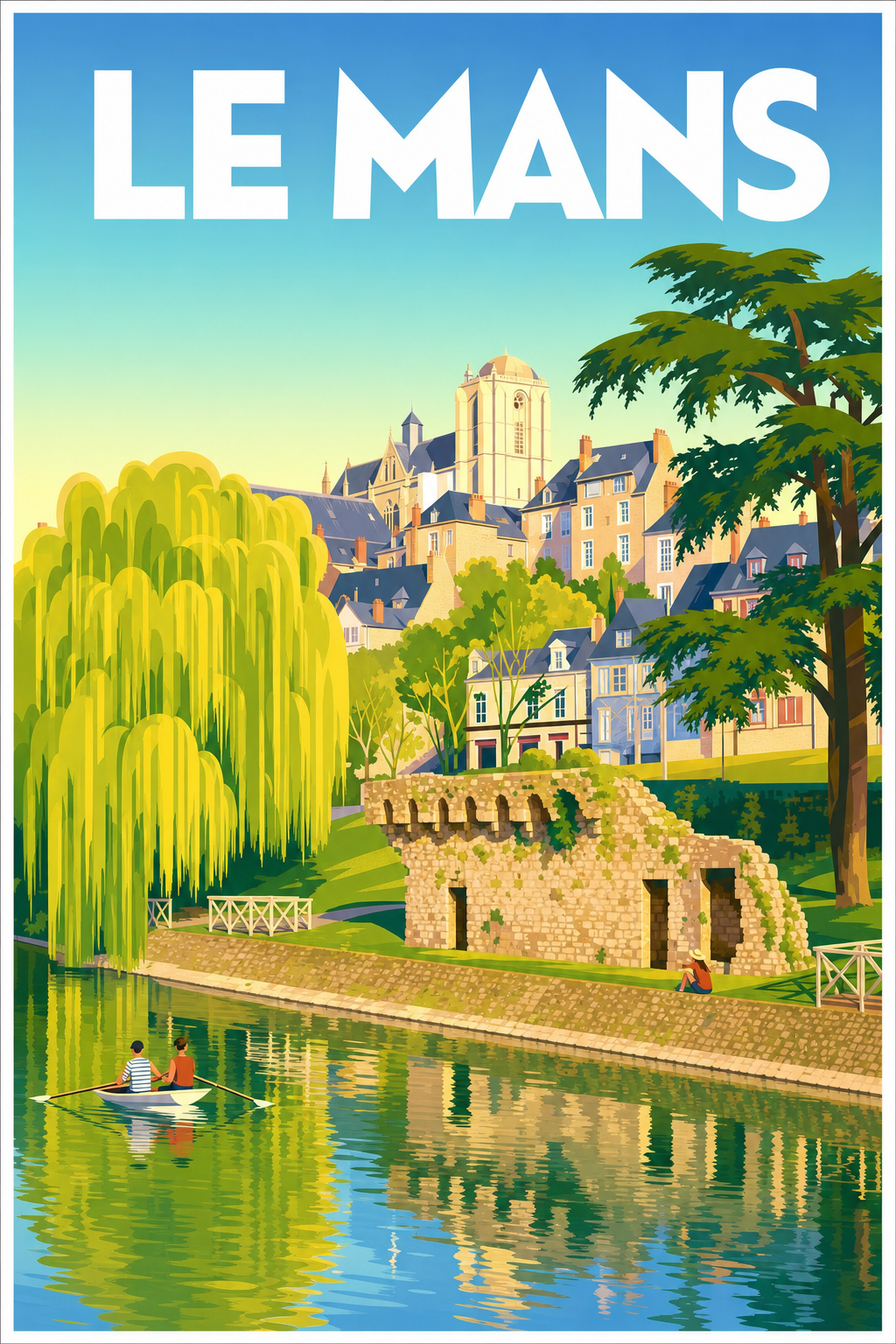 Affiche Le Mans, poster de la vieille ville