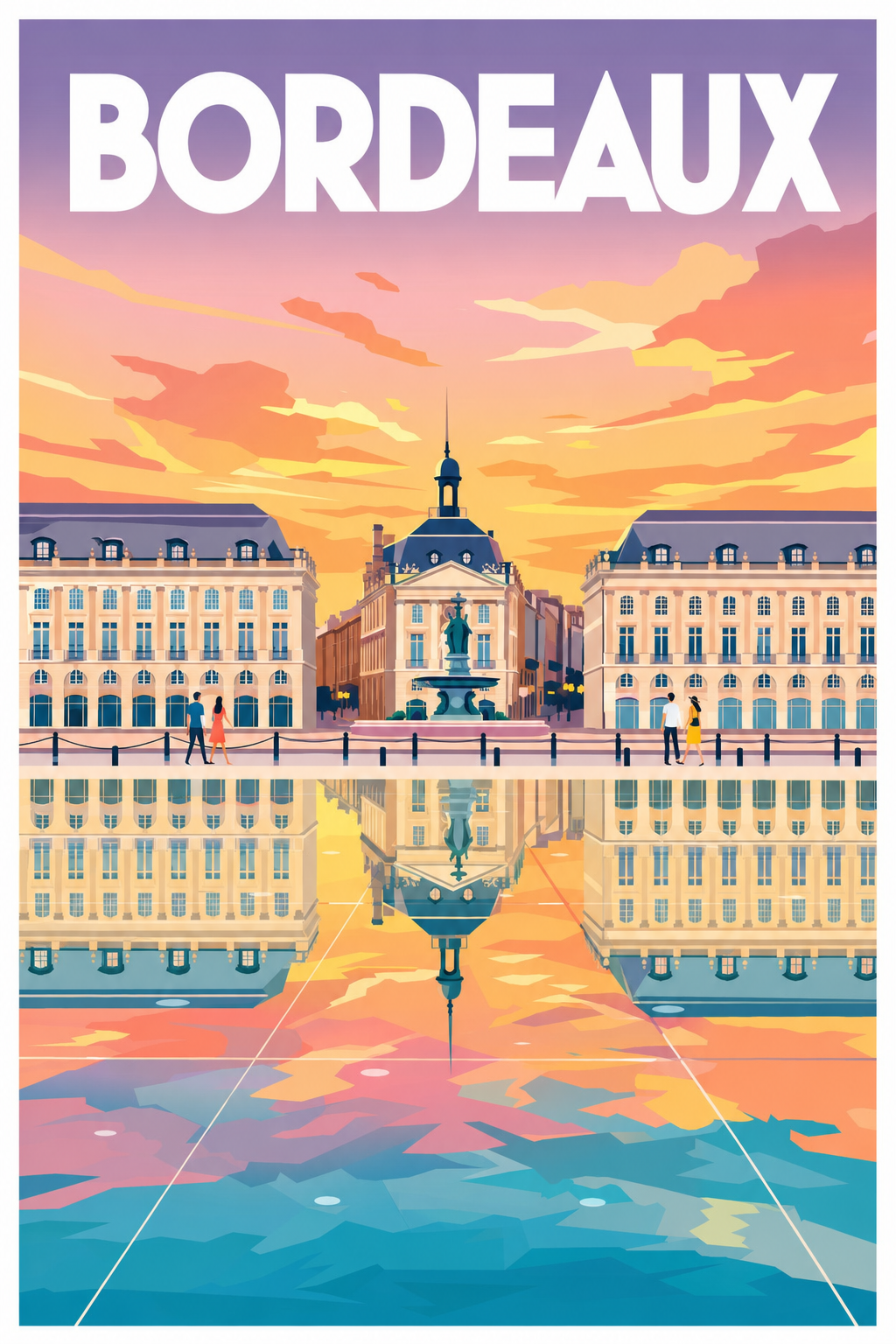Poster de Bordeaux, Miroir d'eau vintage