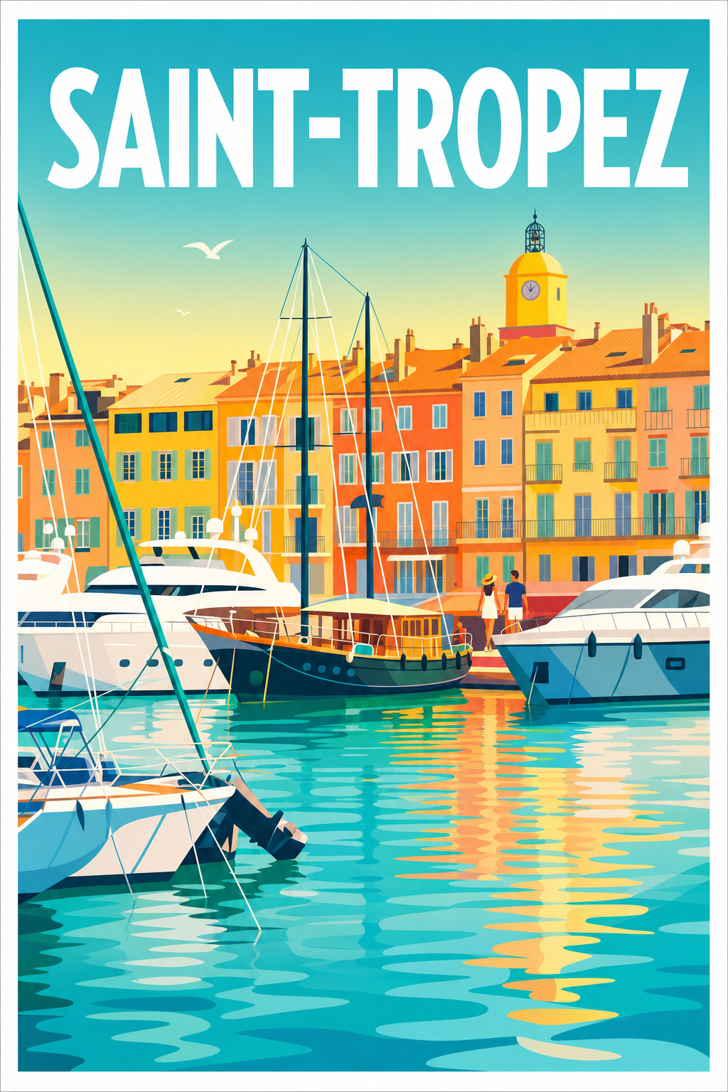 Affiche Saint-Tropez, poster port de plaisance