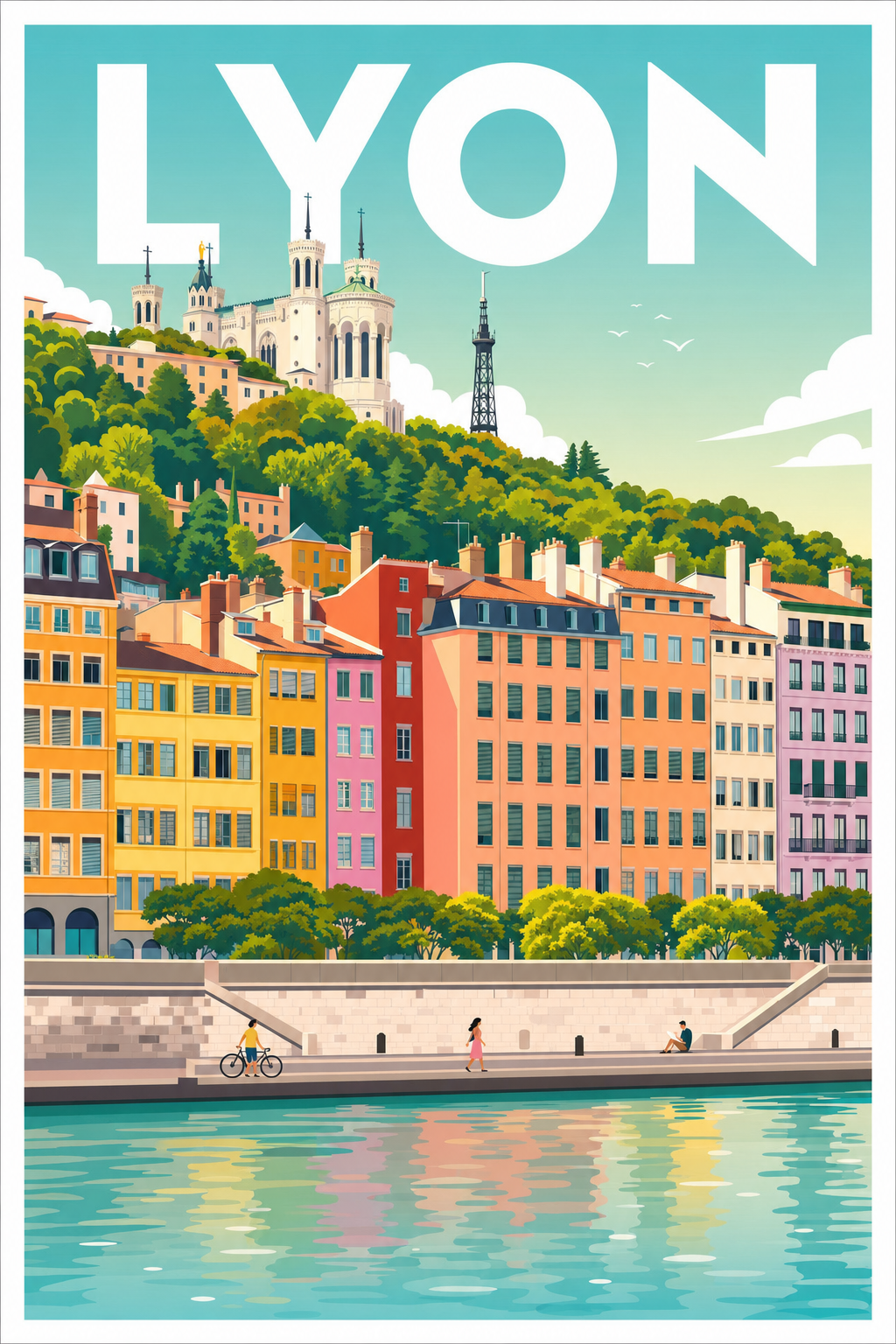 Affiche de Lyon, poster Basilique de Fourvière