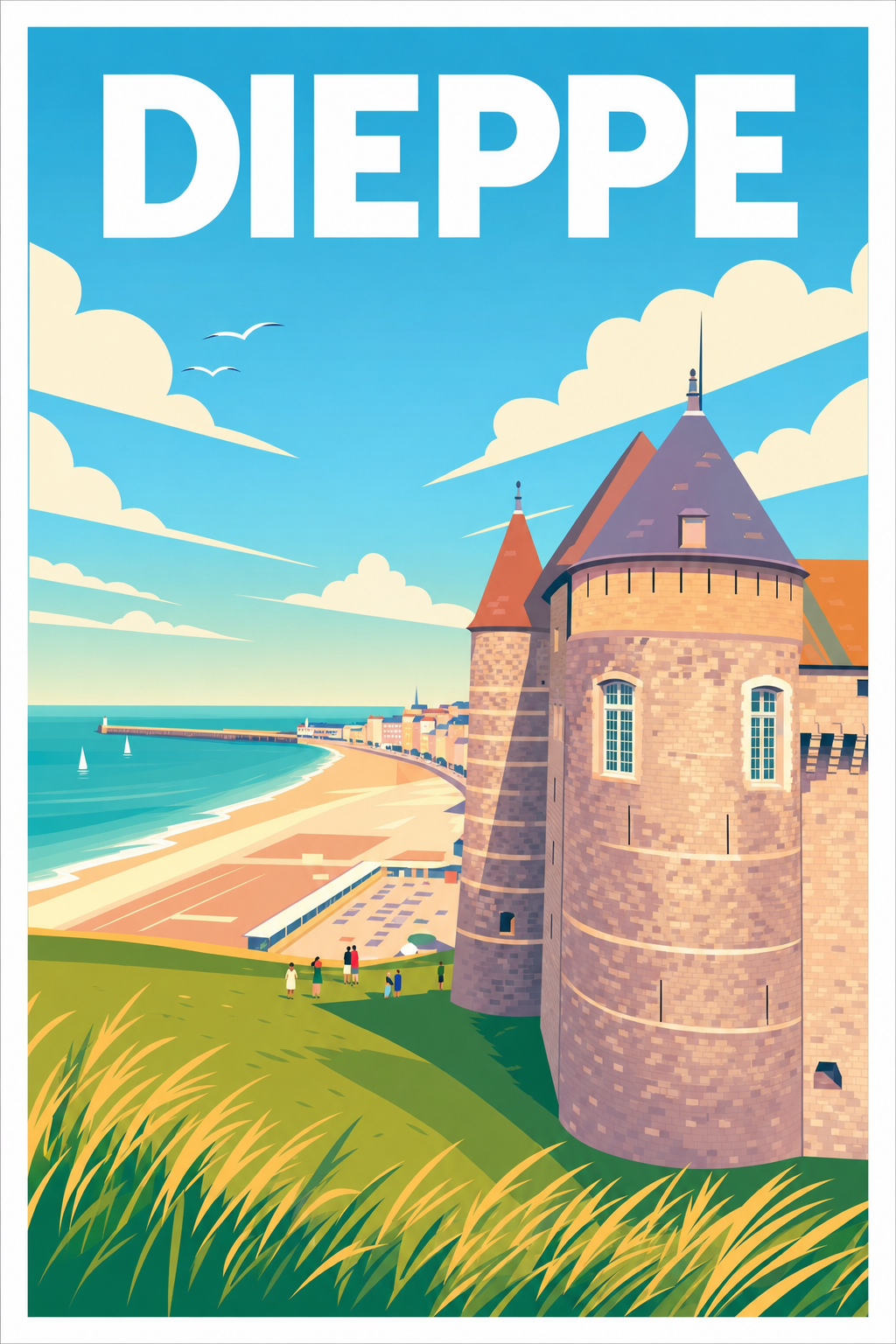 Affiche de Dieppe, poster du château médiéval