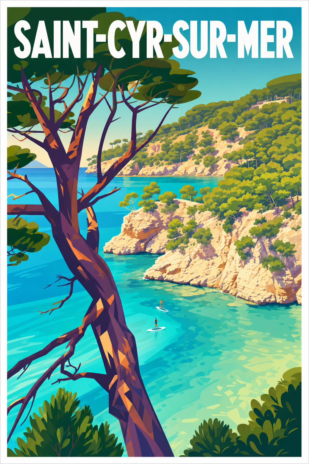 Affiche de Saint-Cyr-sur-Mer, poster calanque et pins