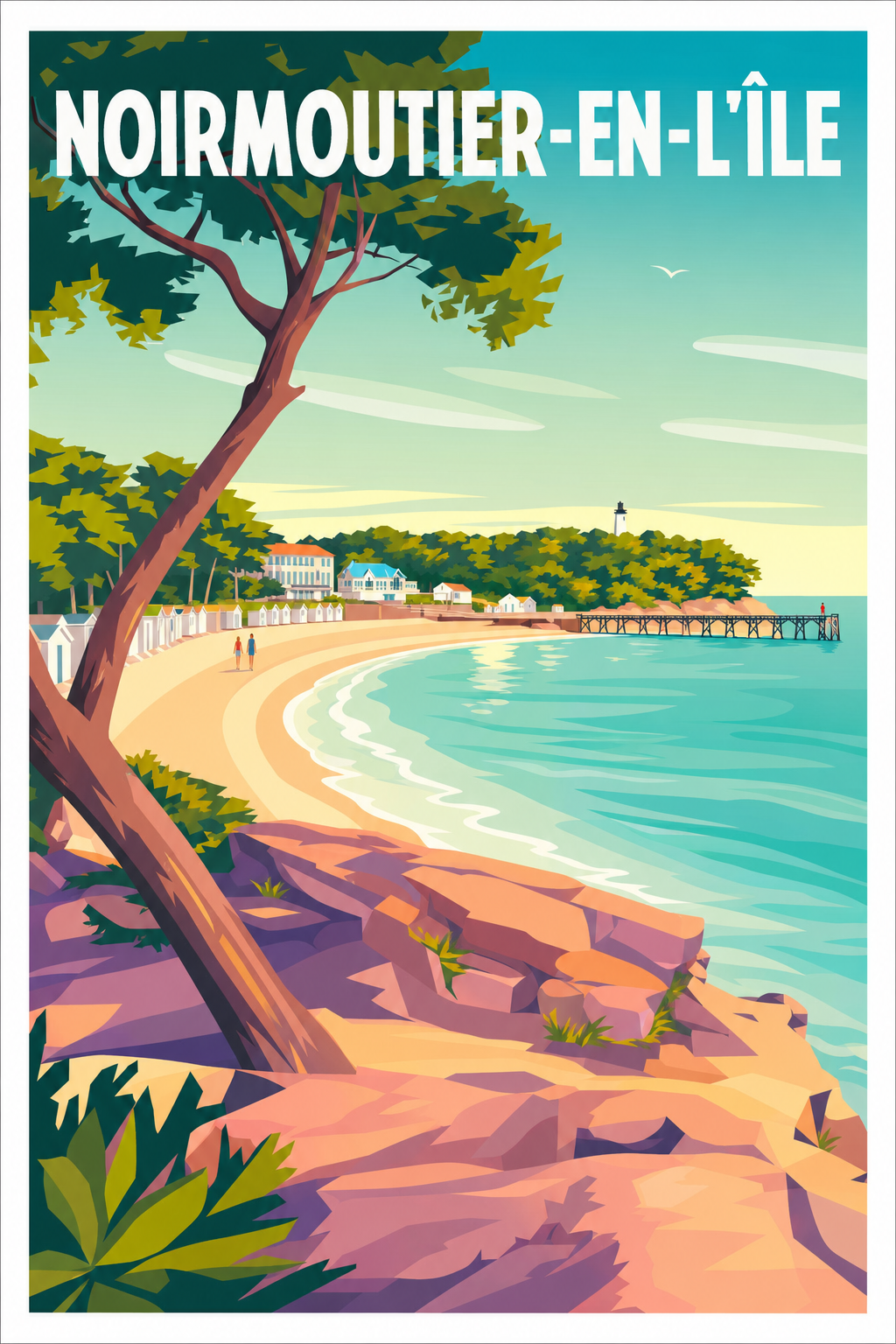 Affiche de Noirmoutier-en-l'Île, poster plage des Dames