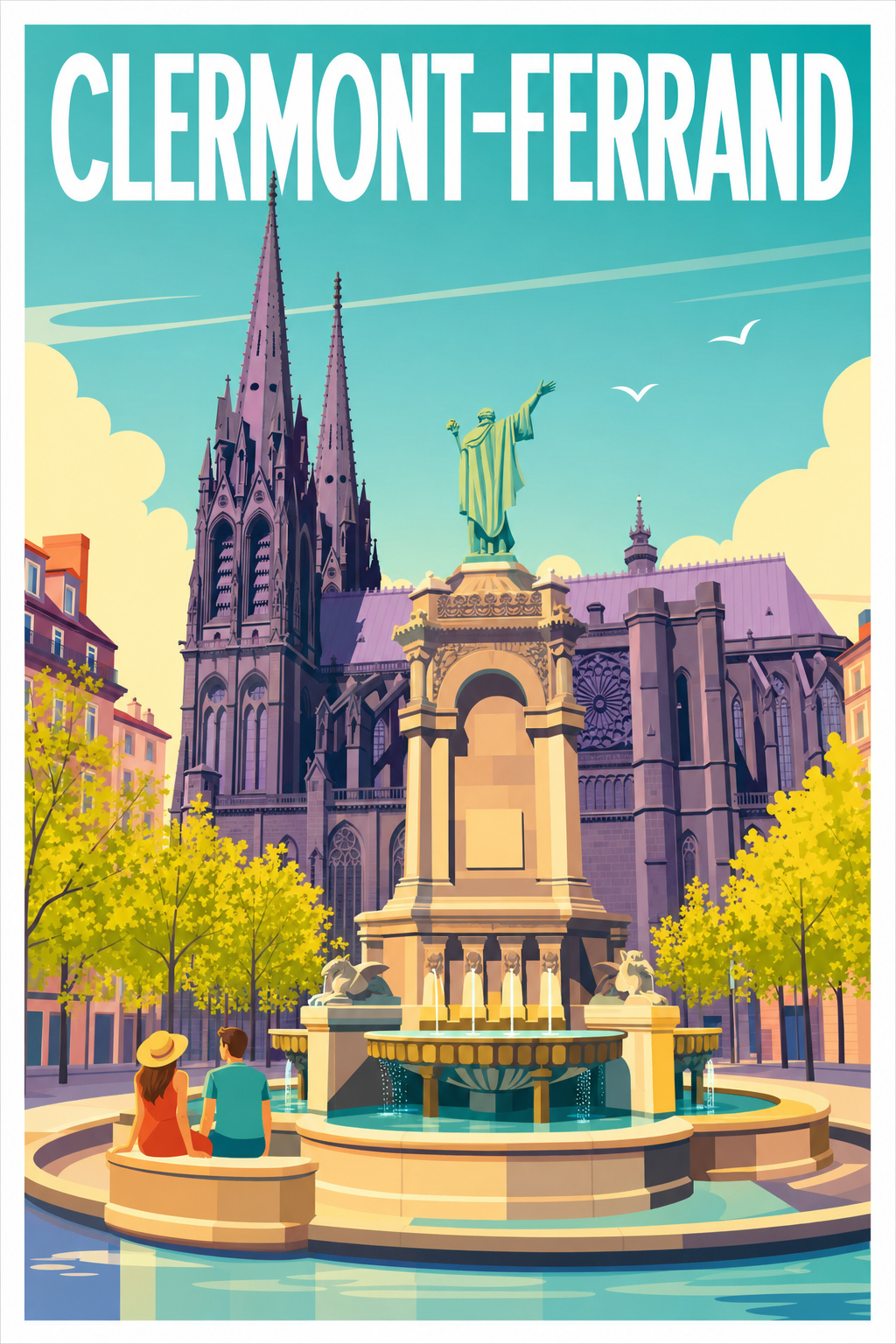 Affiche de Clermont-Ferrand, poster place de la Victoire