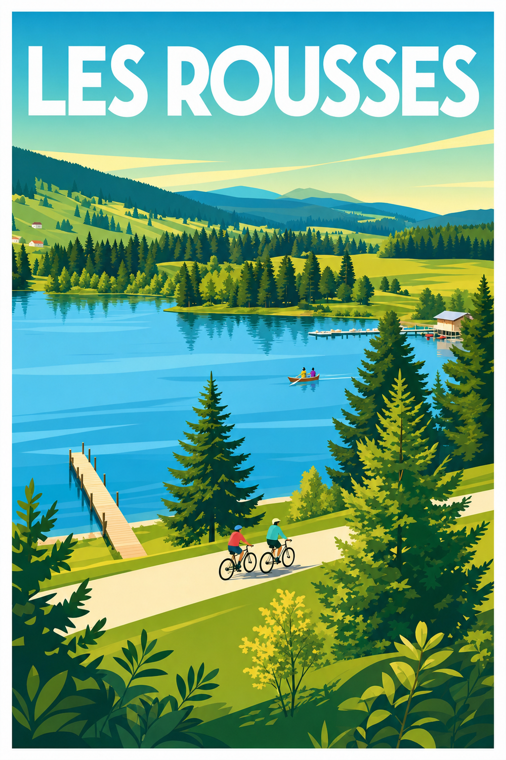 Affiche des Rousses, poster lac et montagne