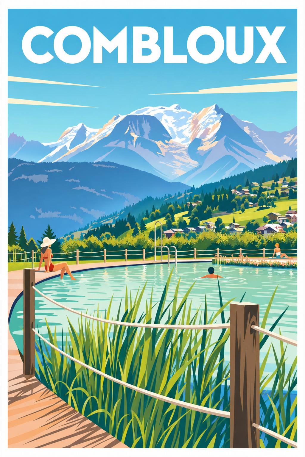 Affiche de Combloux, poster vue Mont-Blanc