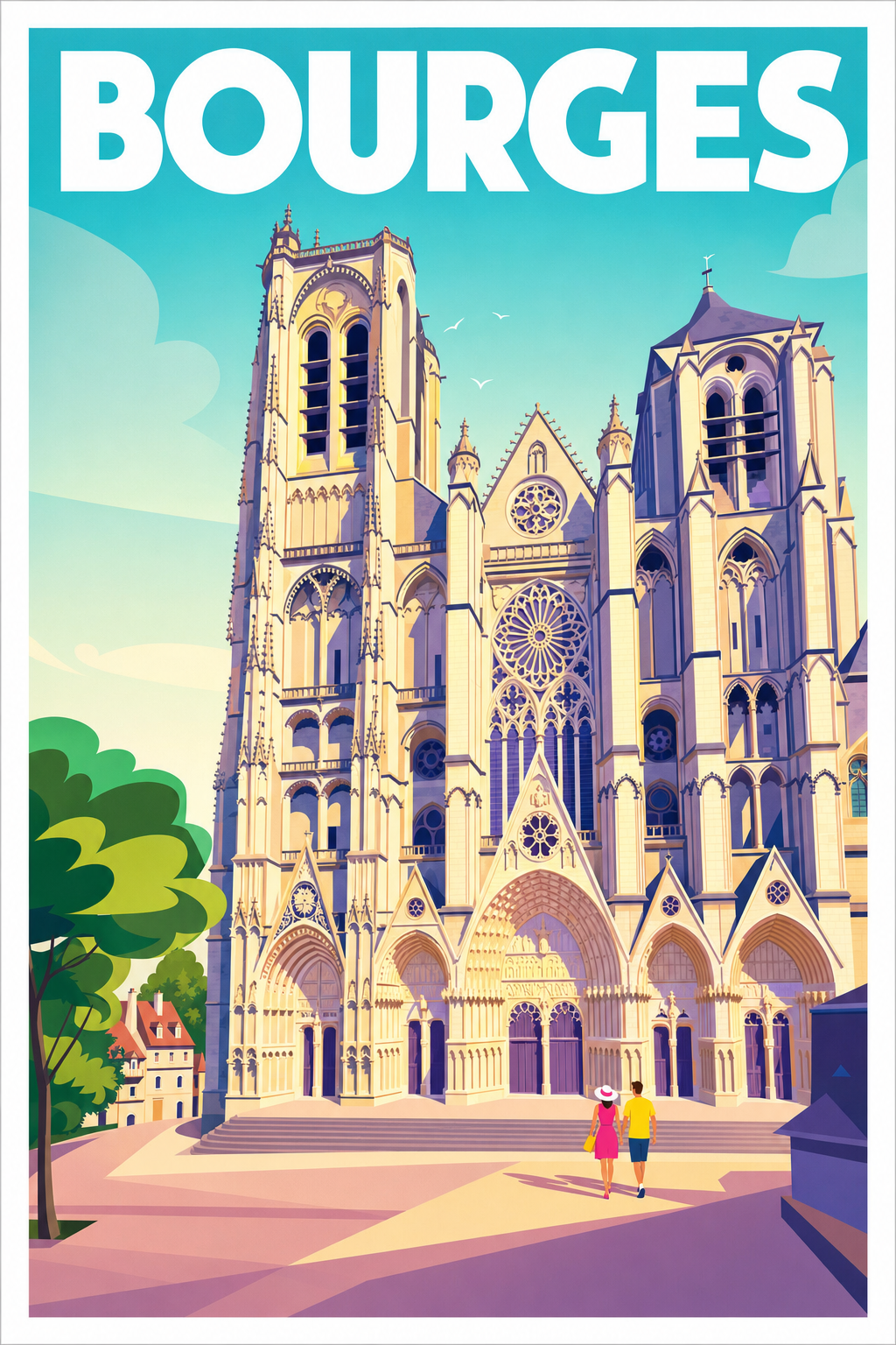 Affiche de Bourges, poster Cathédrale Saint-Étienne