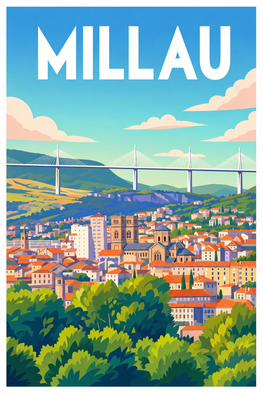 Affiche de Millau, poster du viaduc