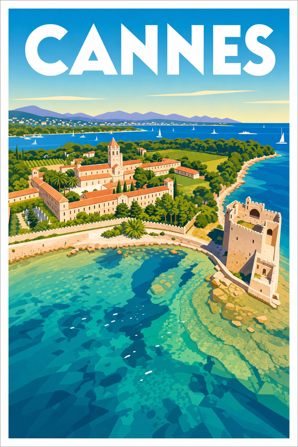 Affiche de Cannes, poster Île Saint-Honorat