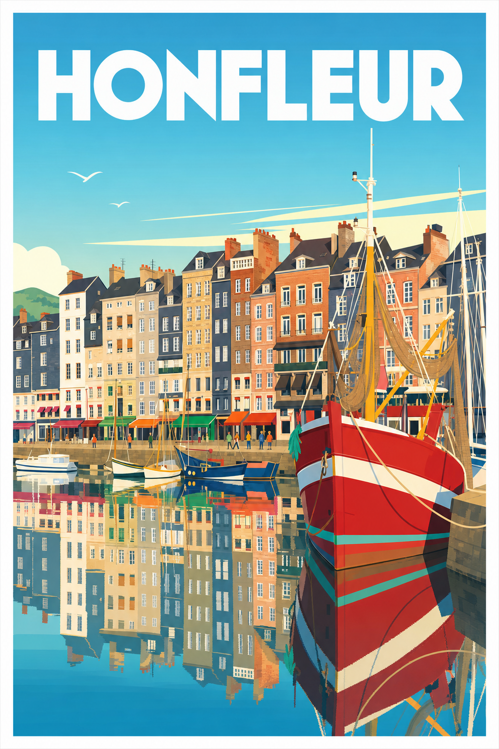 Affiche de Honfleur, poster Vieux Bassin